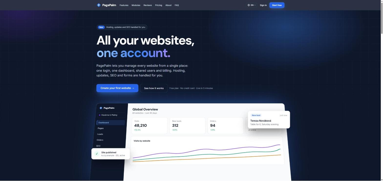 PagePalm – platforma pro tvorbu a správu webů